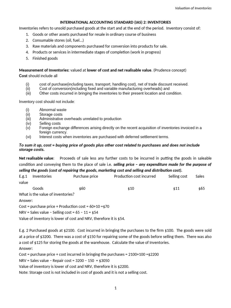 IAS 2: Inventory Valuation Guide | PDF | Inventory | Cost Of Goods Sold