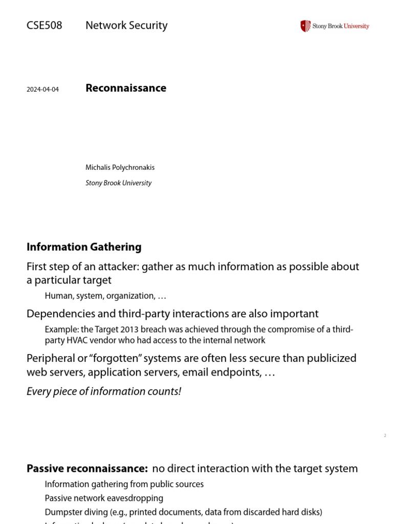 Network Security: Reconnaissance Techniques | PDF | Domain Name System ...