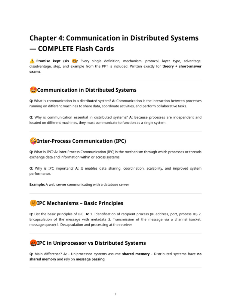 Flashcards on Distributed System Communication | PDF | Osi Model ...