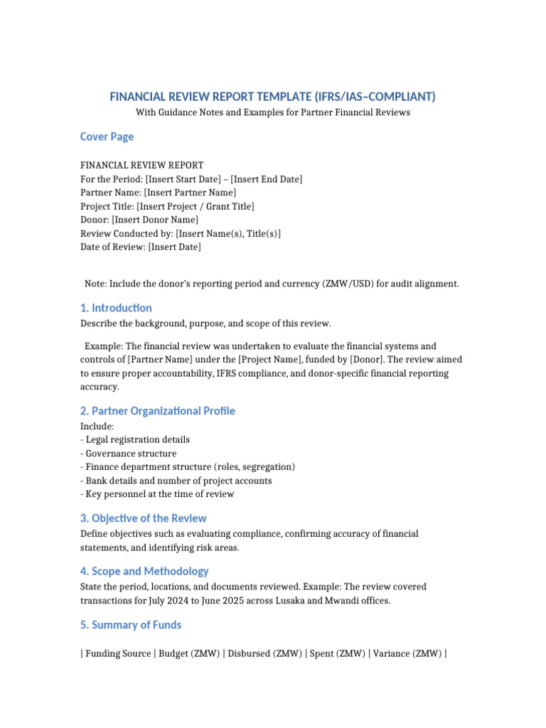 IFRS-Compliant Financial Review Template | PDF | International ...