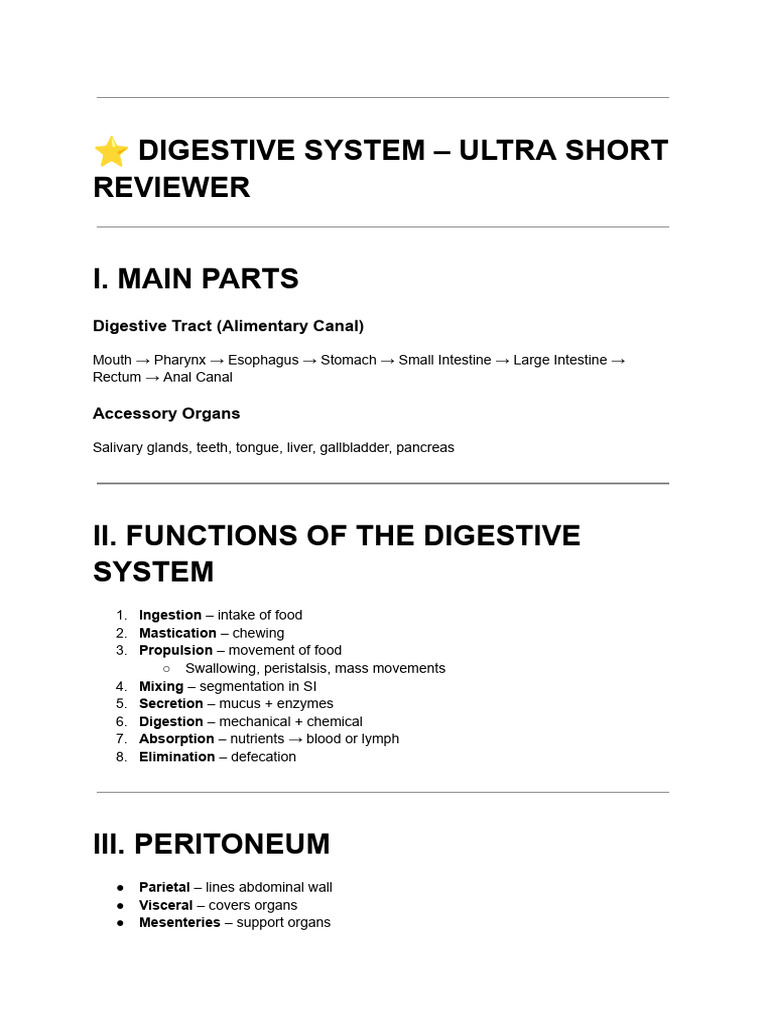Digestive System Overview and Functions | PDF | Gastrointestinal Tract ...
