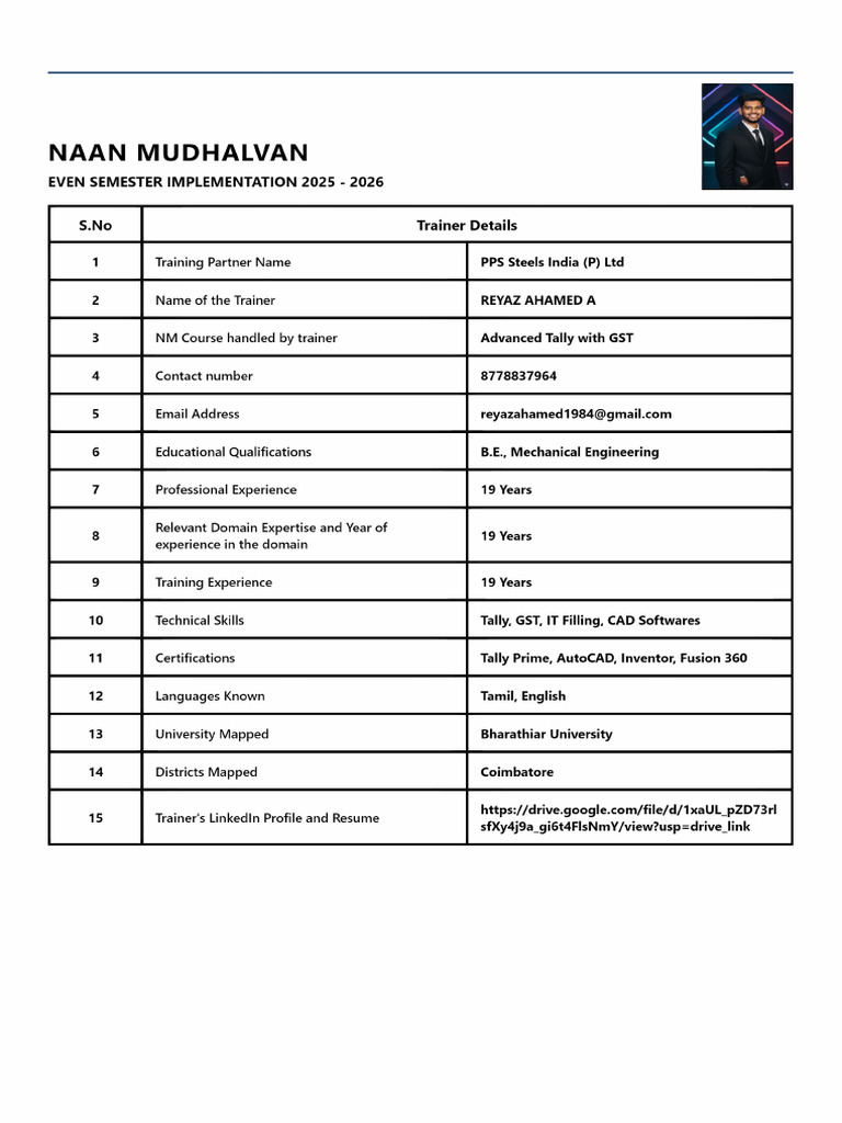 Profile Reyaz Ahamed A | PDF
