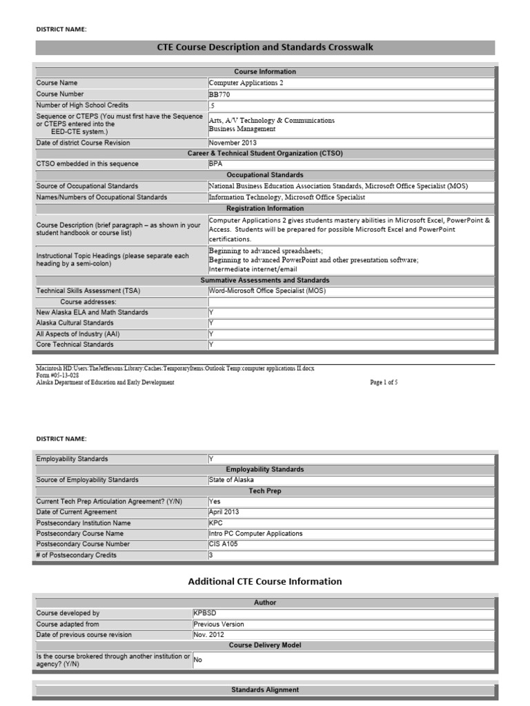 Computer Applications II Course Overview | PDF | Spreadsheet ...