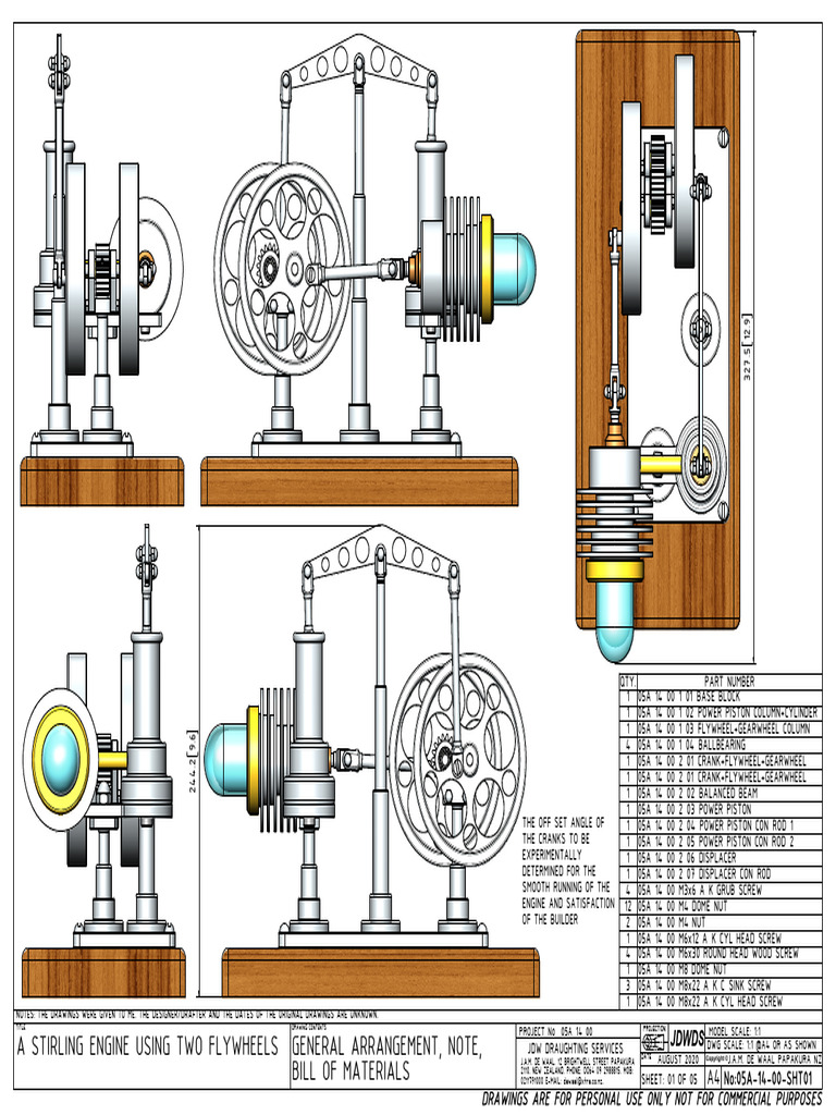 Stirling Engine Design and Parts List | PDF | Screw | Building Materials