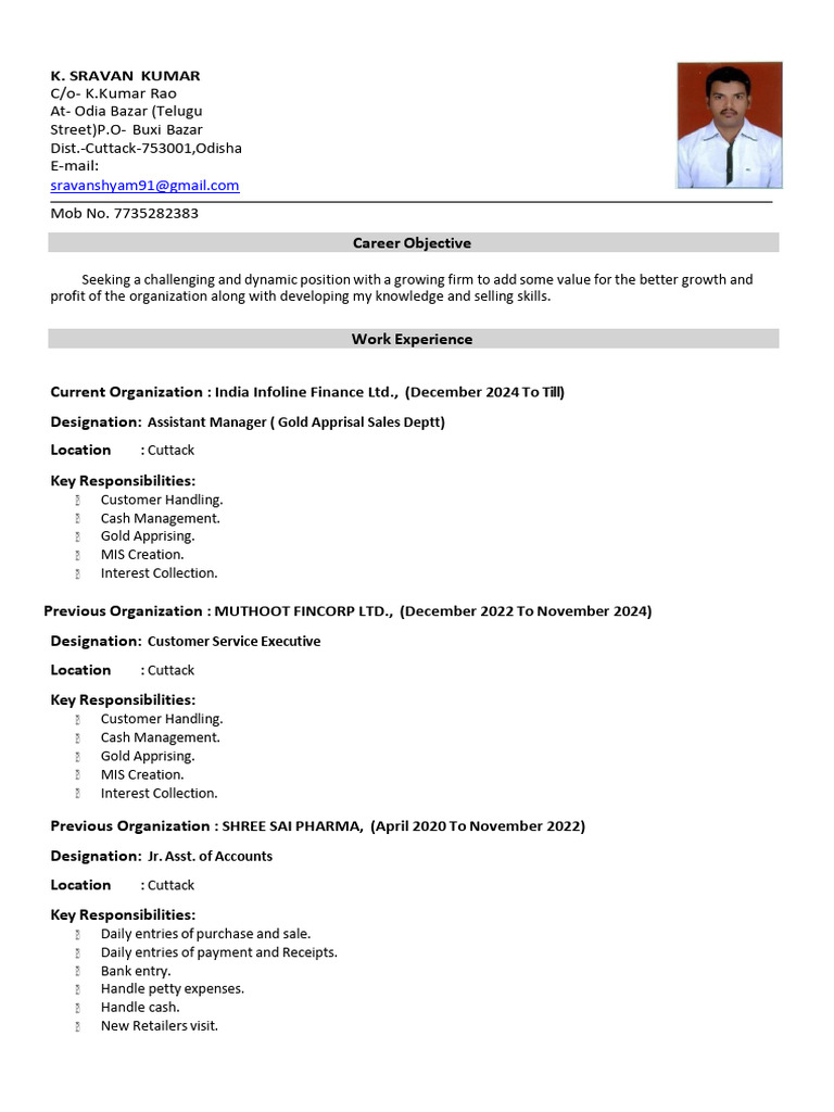 Sravan CV | PDF | Business