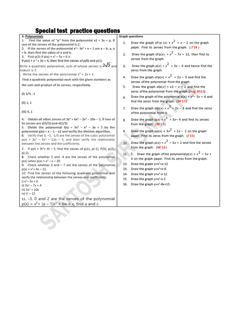 Special Test Practice Questions | PDF | Sphere | Area