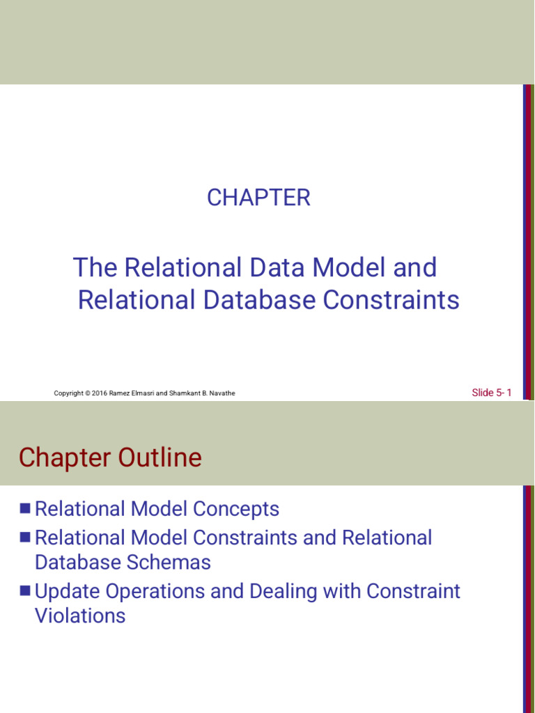 Relational Database Model and Constraints | PDF | Relational Model ...