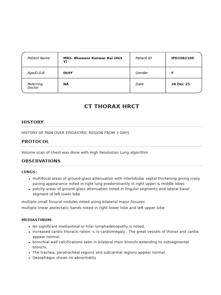 CT Scan Report: Lung & Abdomen Findings | PDF | Abdomen | Thorax