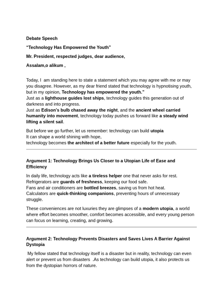 Debate Speech Positive | PDF | Dystopia
