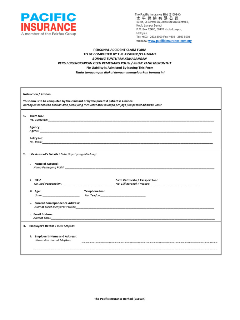 PA-Claim-Form-20210601 PACIFIC INSURANCE | PDF