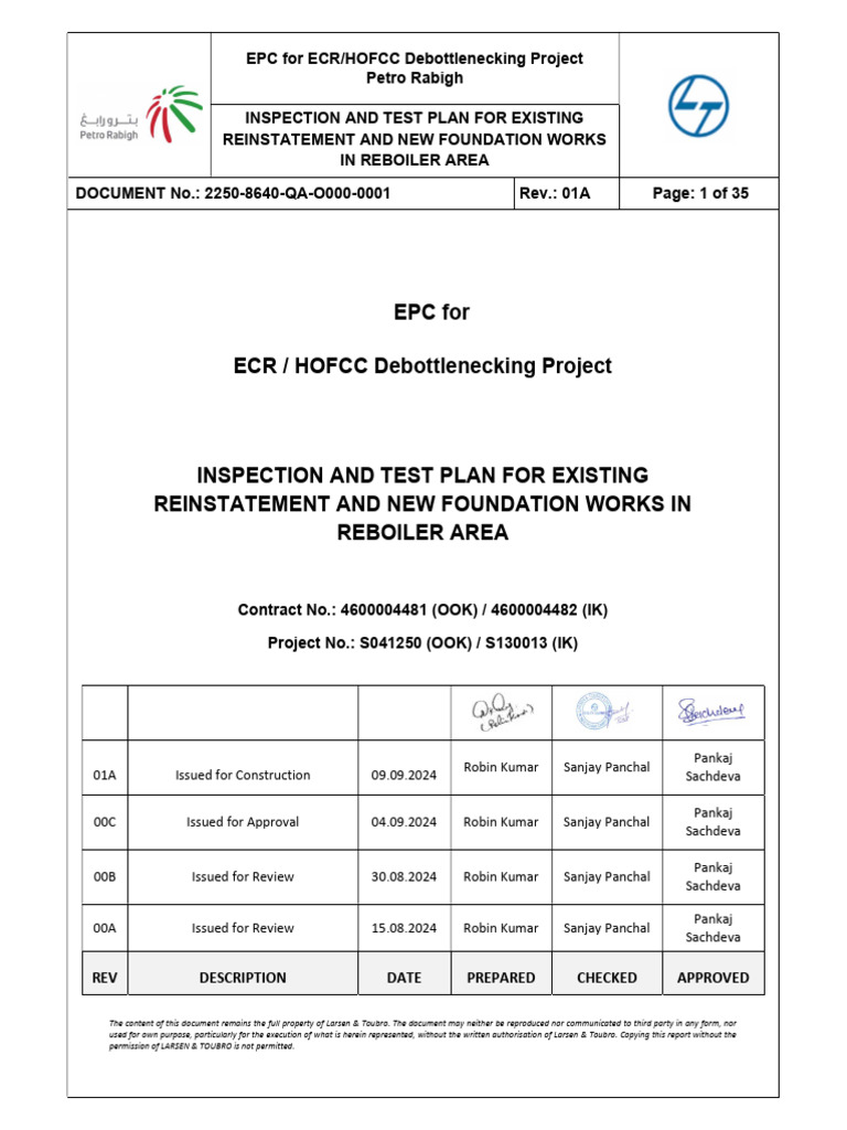 PRC - DBN Project Civil Itp - Reboiler 2250-8640-Qa-O000-0001 - 01a ...