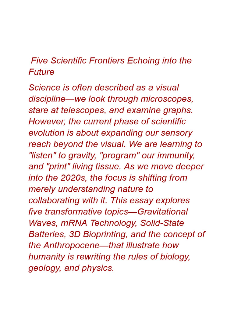Five Scientific Frontiers of Tomorrow | PDF | Gravitational Wave | Gravity