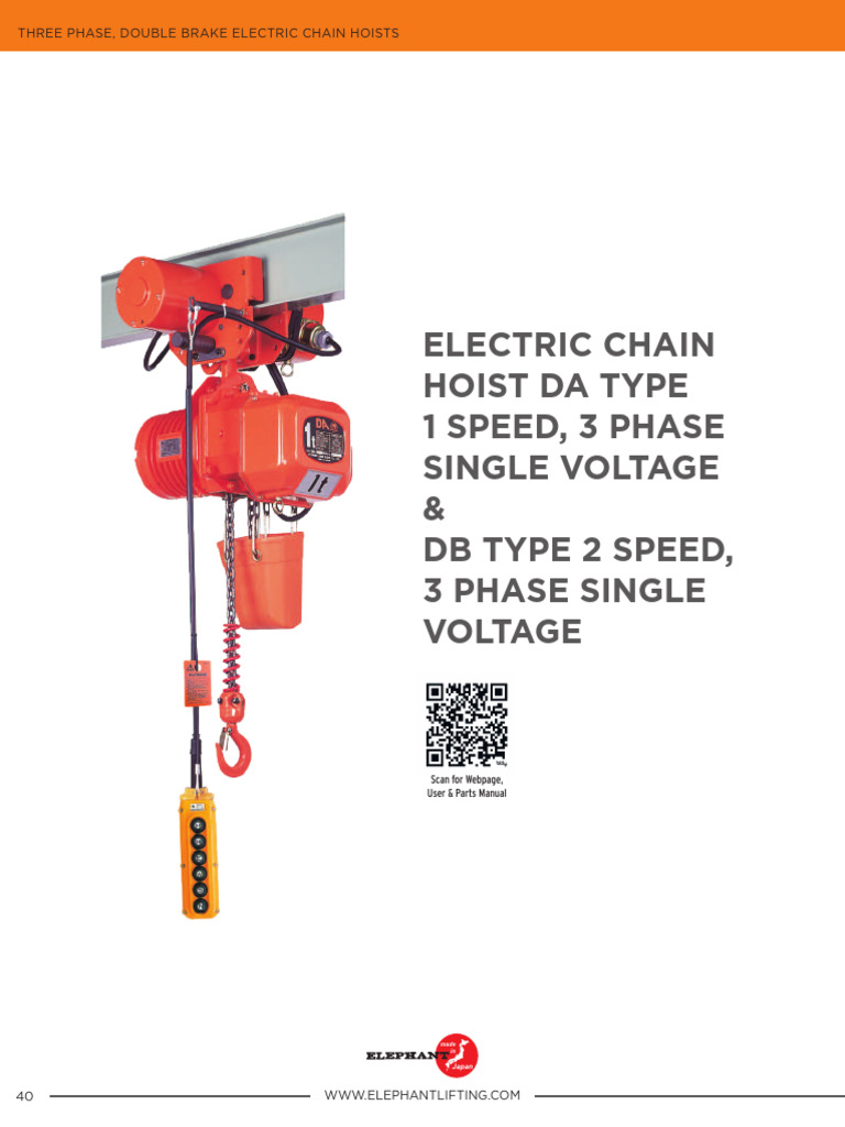 Double Brake Electric Chain Hoists | PDF | Switch | Horsepower