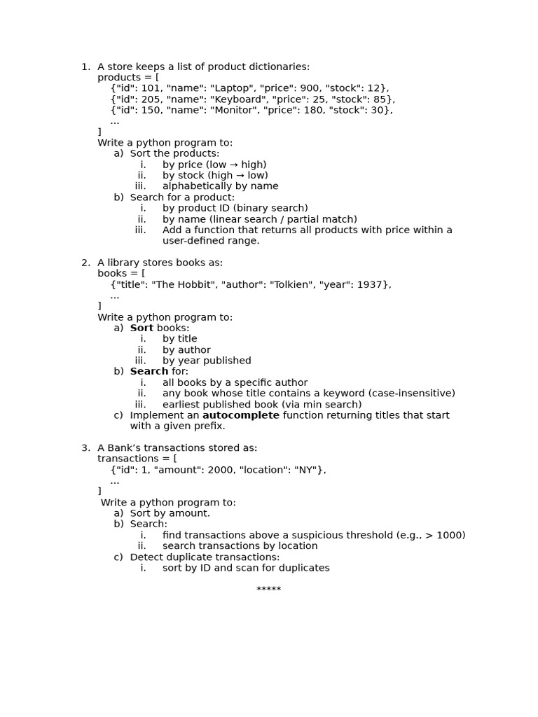 Practice LAb 9 Sorting and Searching (1) | PDF