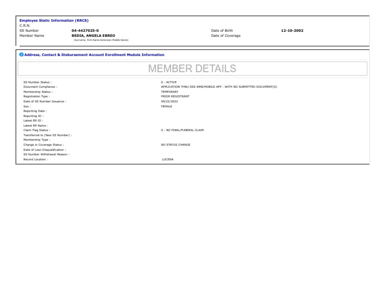 Employee Static Information Overview | PDF