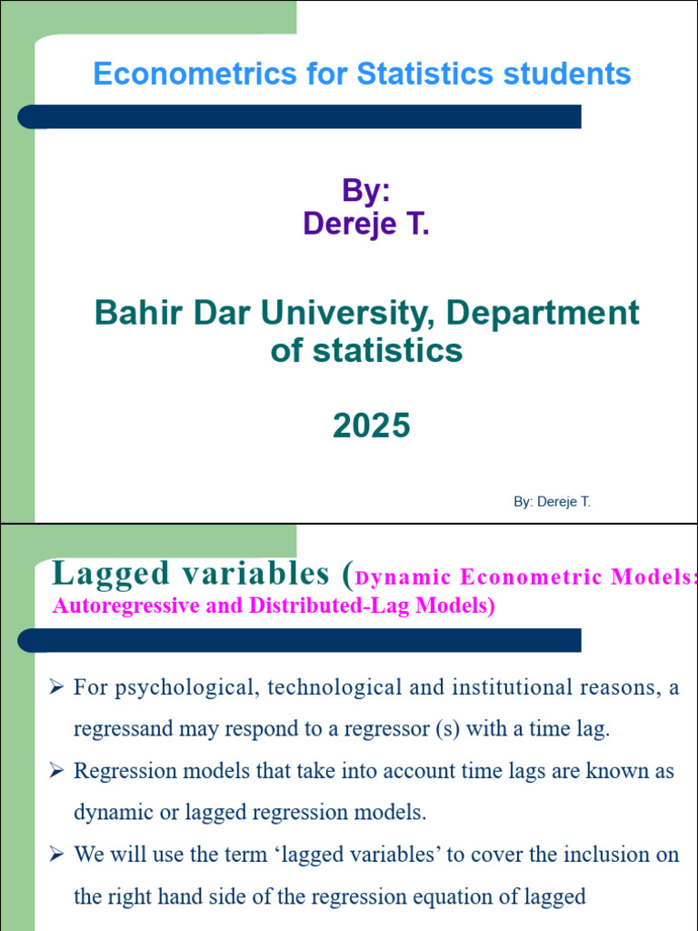 Dynamic Econometric Models Explained | PDF | Econometrics | Dependent ...