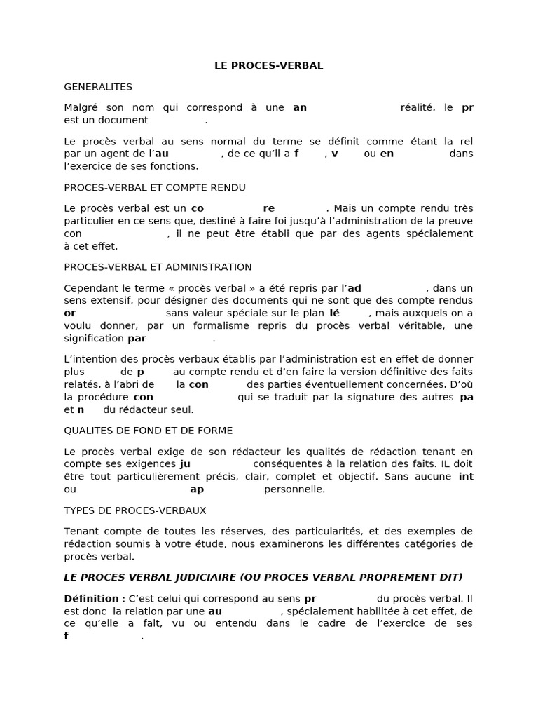 Guide sur le Procès-Verbal Judiciaire | PDF