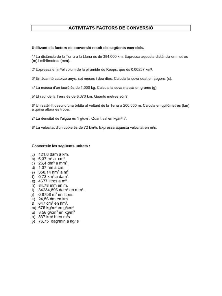 Factors de Conversió | PDF
