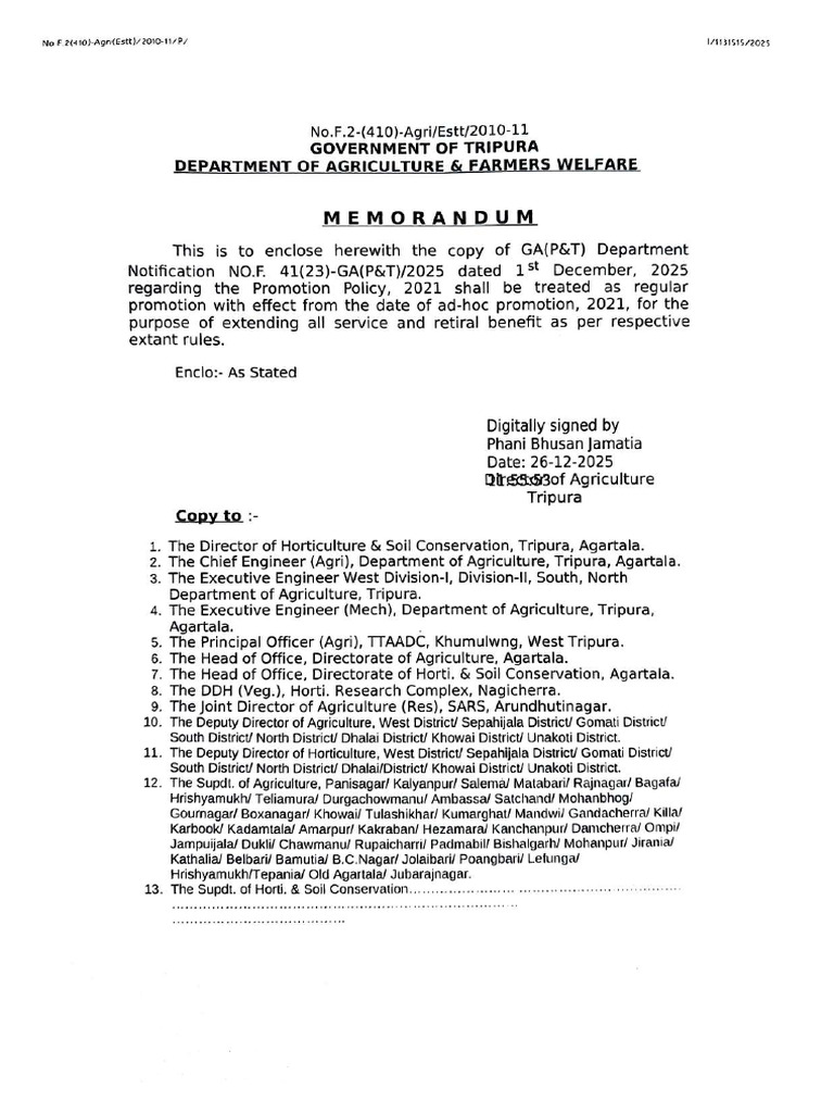 Adhoc To Regular Promotion Order 2025 | PDF