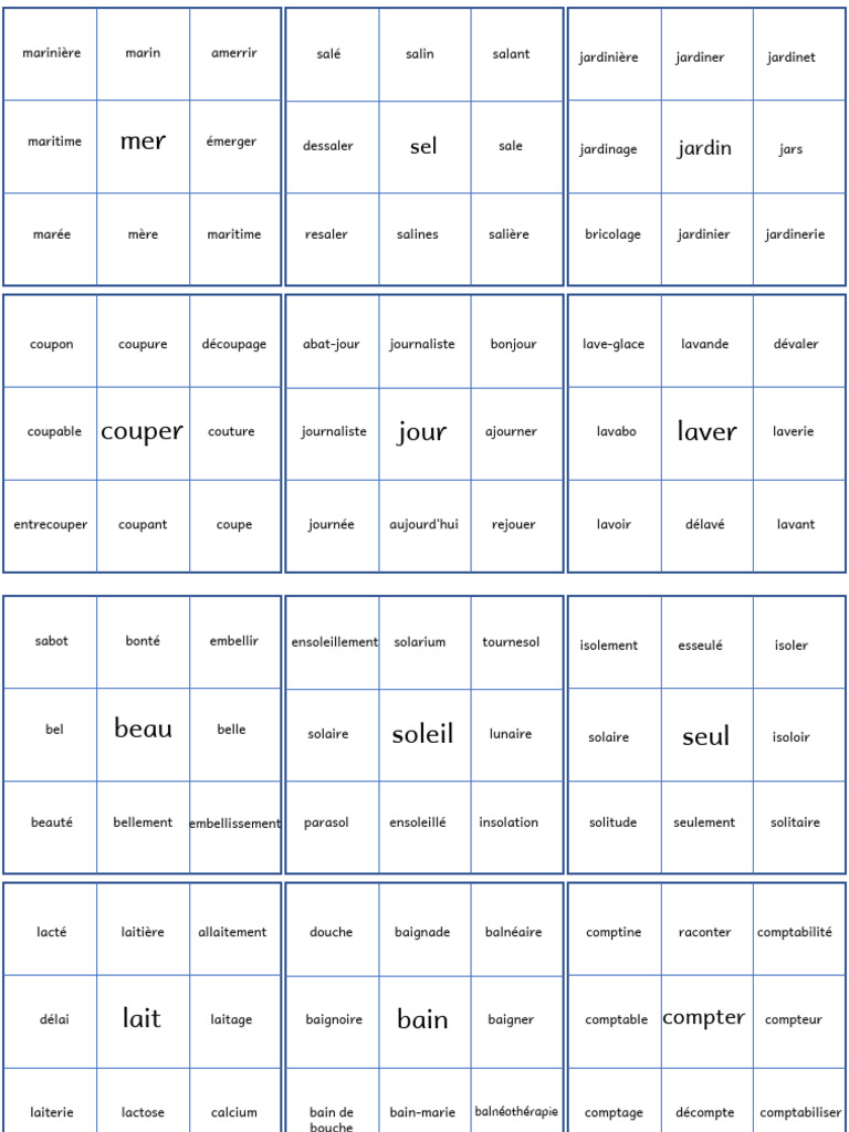 Lexique des mots liés à la nature et à la vie quotidienne | PDF