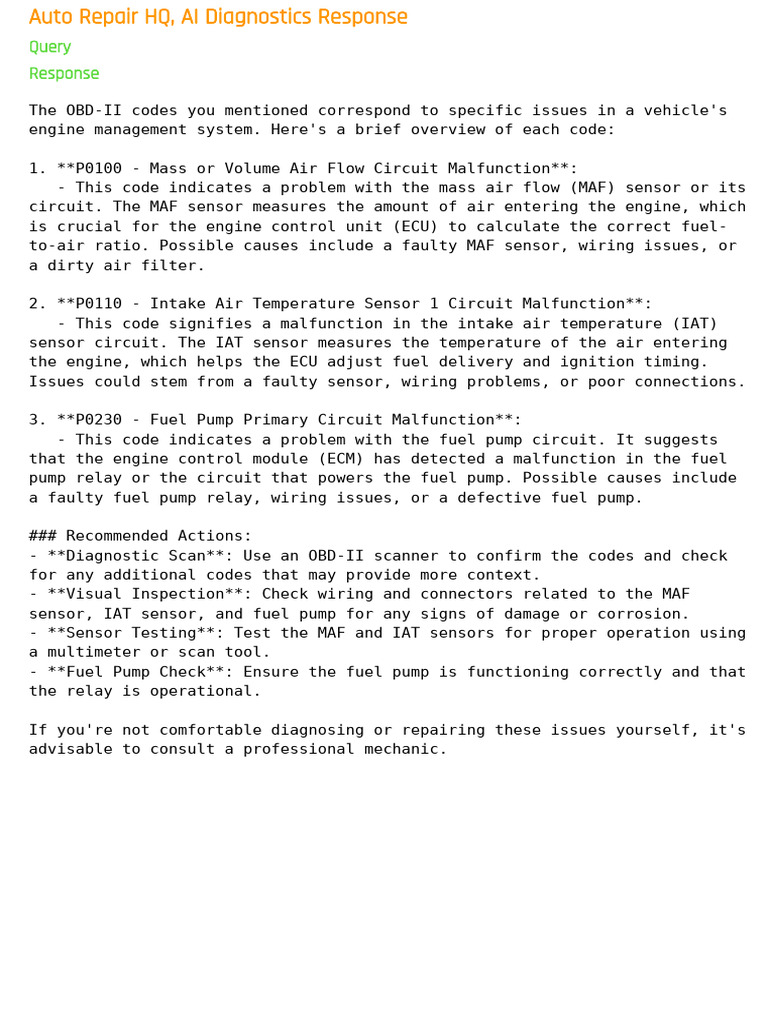 Car Diganose Codes | PDF