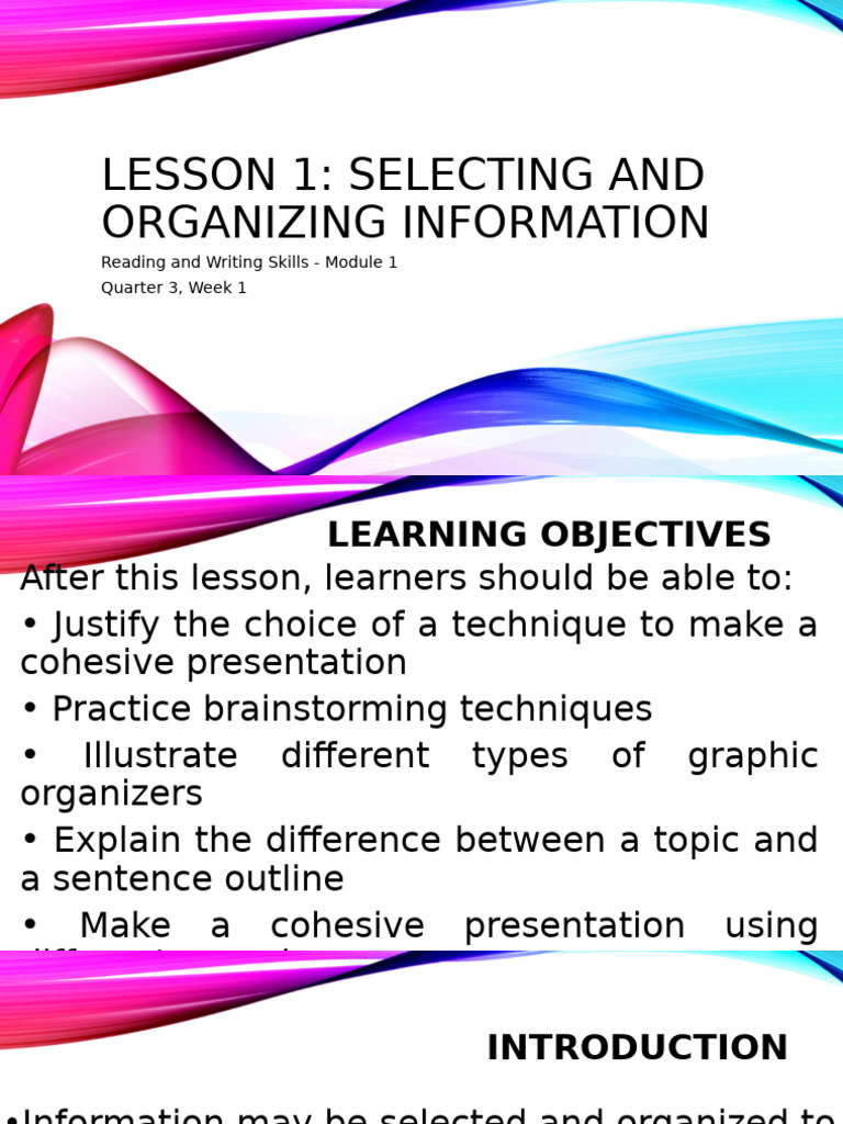 Organizing Information for Effective Writing | PDF | Brainstorming ...
