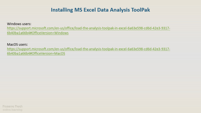 26238122 Installing Excel ToolPak | PDF