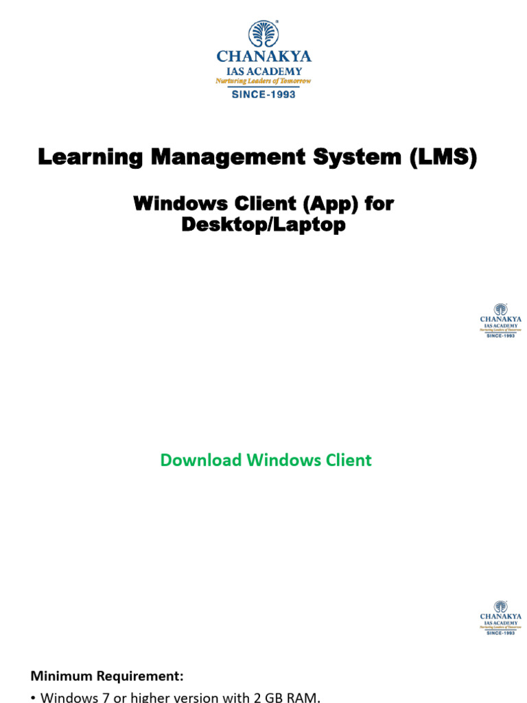 Windows Client Setup for LMS Access | PDF | Mobile App | Password