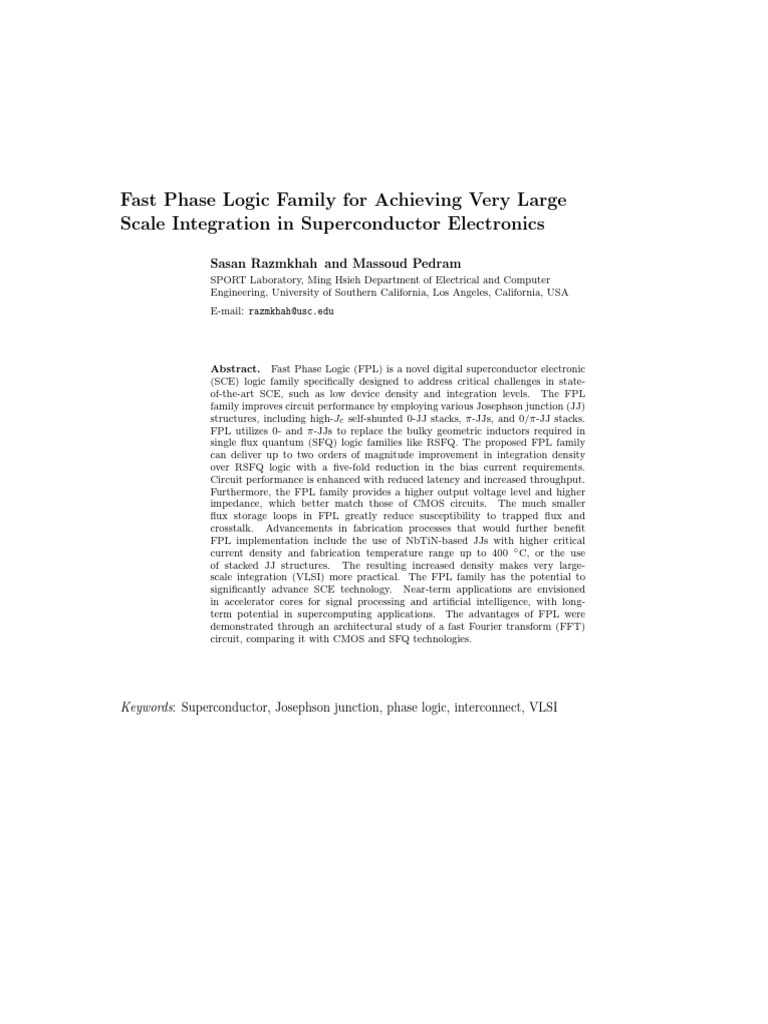 Fast Phase Logic for Superconductor VLSI | PDF | Superconductivity ...