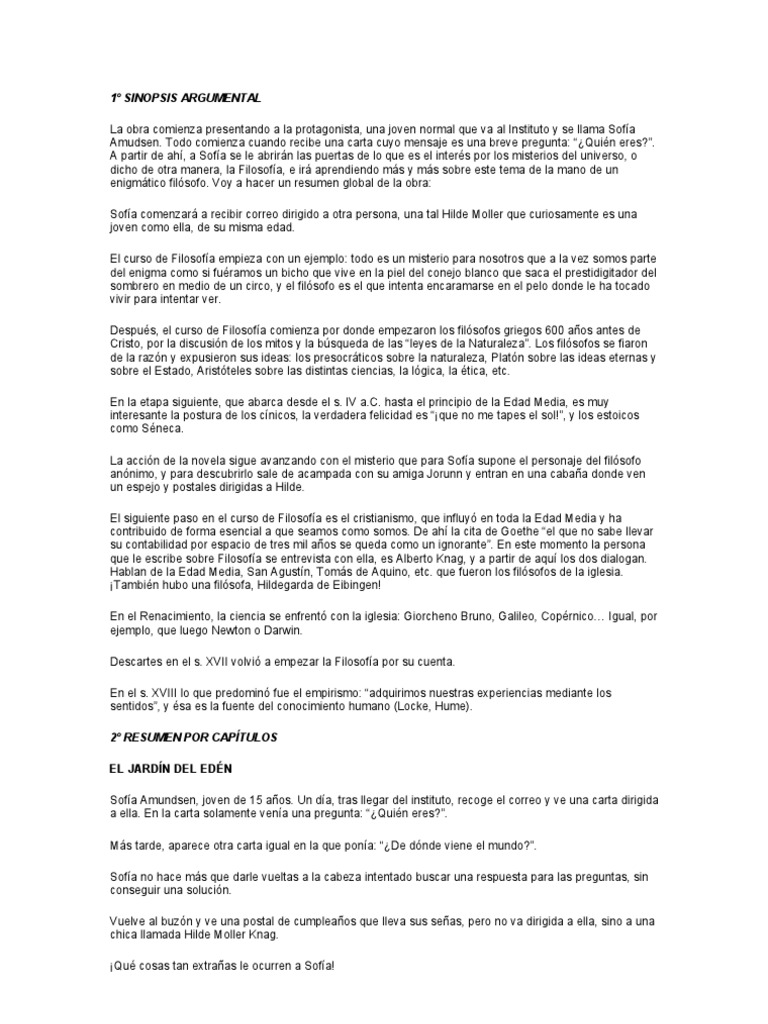 El Mundo De Sofia Analisis Filosofico