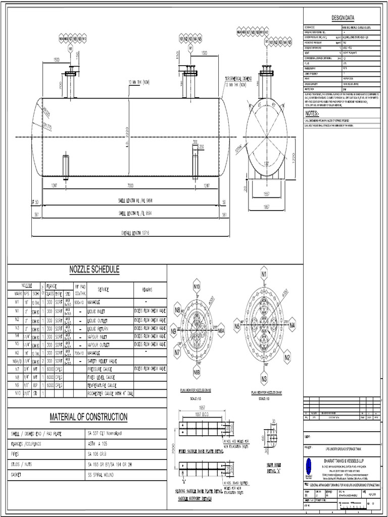 G.a.drawing of 40M3 LPG Under Ground Storage Tan | PDF