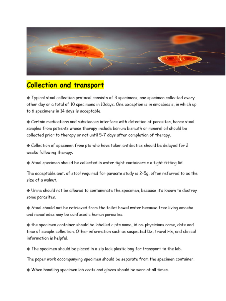 Stool Collection and Transport Guidelines | PDF | Staining | Fixation ...