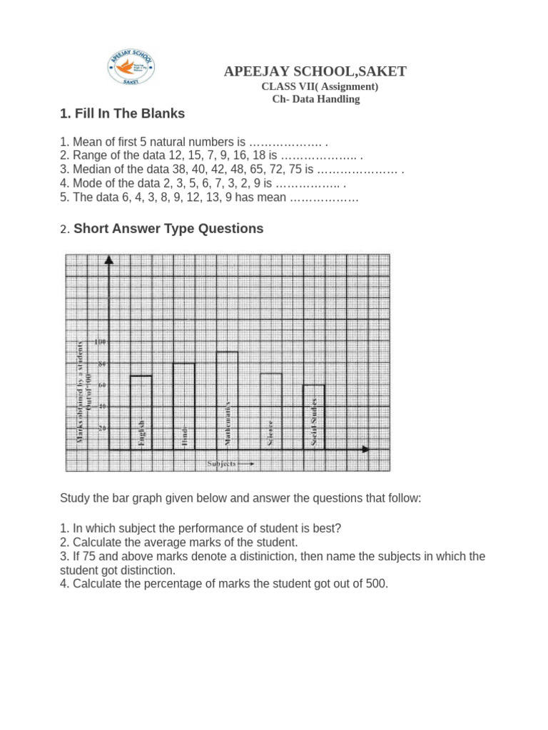 Class VII Data Handling Assignment | PDF