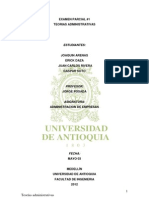Primer Examen Teorias Administrativas (Admon 2012)