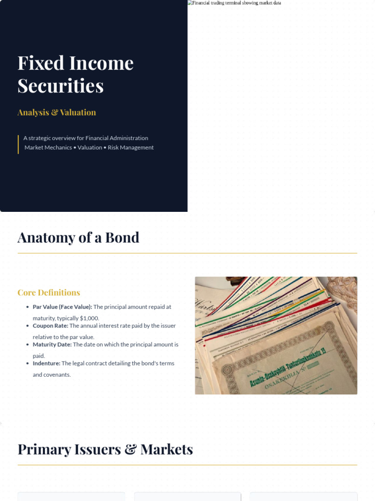 Fixed Income Securities Overview & Valuation | PDF | Bonds (Finance ...