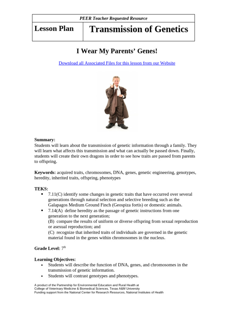 Genetics Lesson Plan for 7th Grade | PDF | Genetics | Genotype