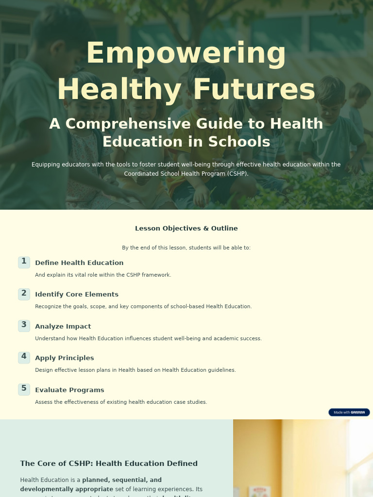 Health Education Guide for Schools | PDF | Health Education ...