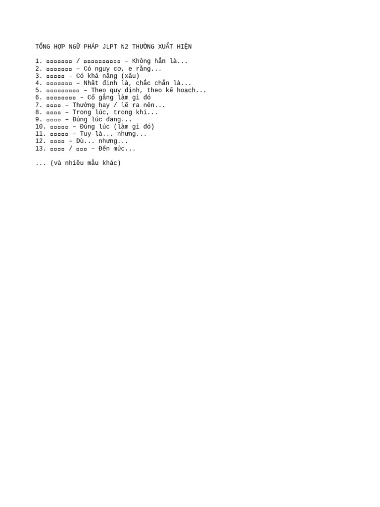 Tong Hop Ngu Phap JLPT N2 | PDF