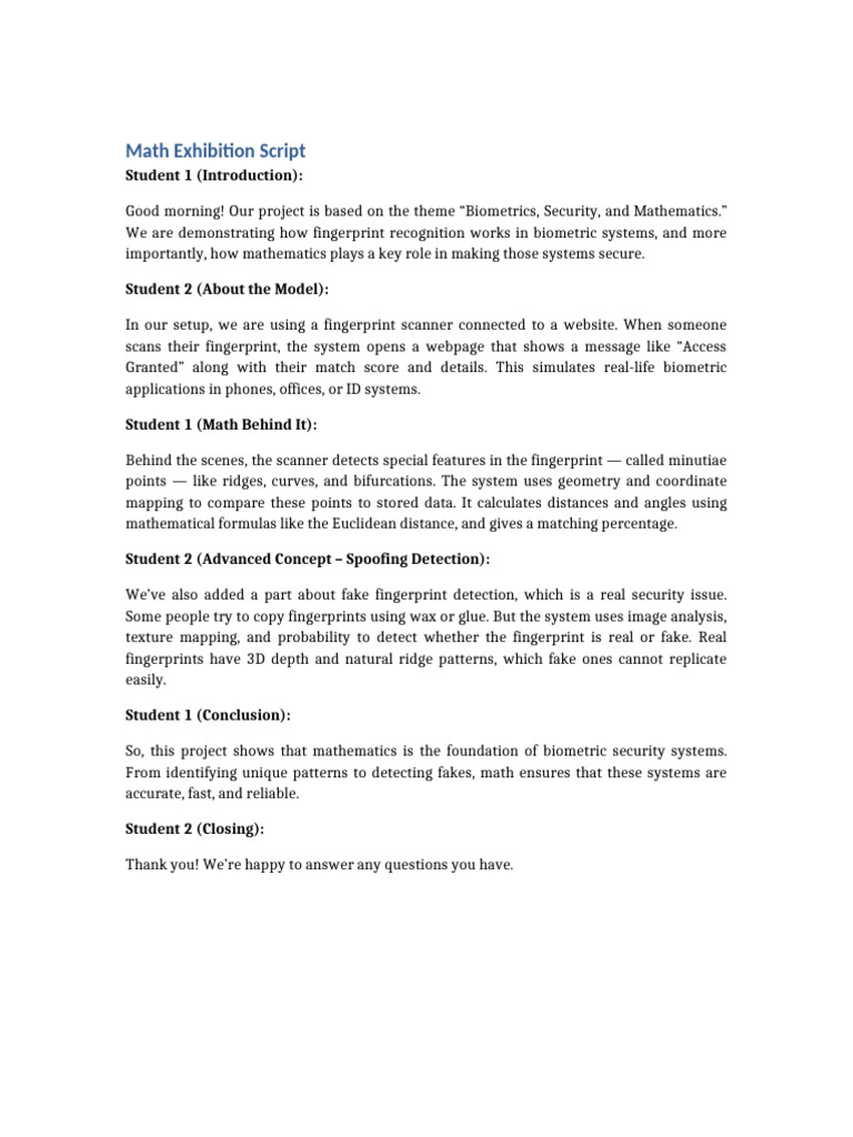 Math Exhibition Script | PDF
