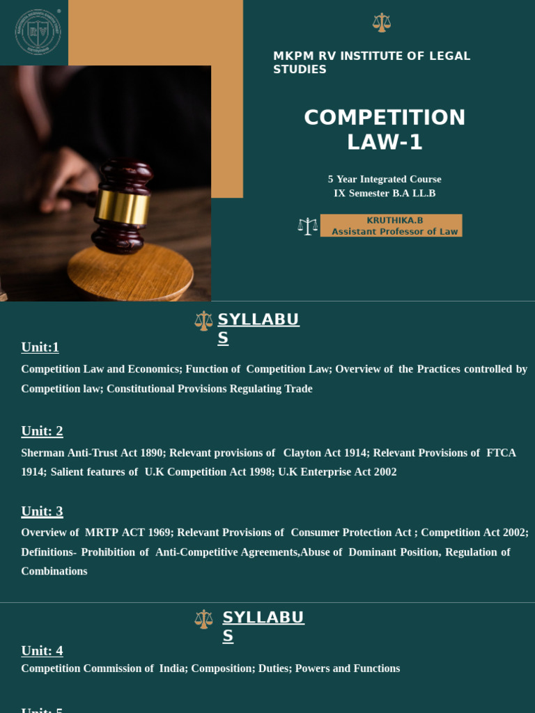 Competition Law Syllabus Overview | PDF | Sherman Antitrust Act ...