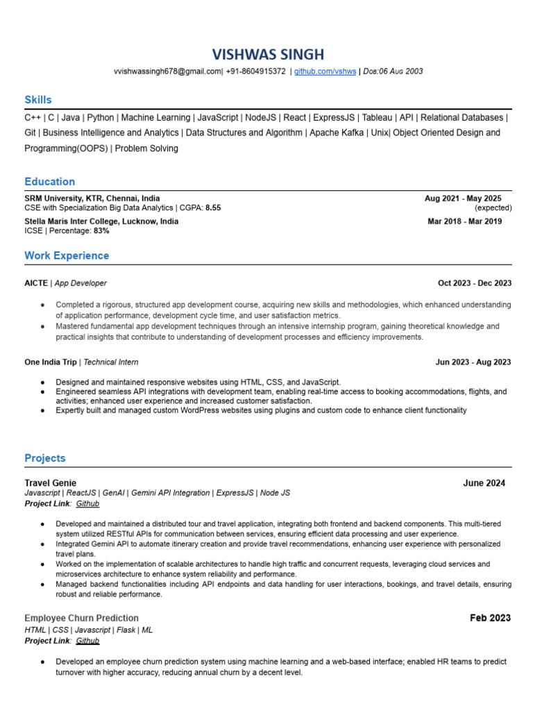 Vishwas Resume Edit This | PDF | Machine Learning | Java Script