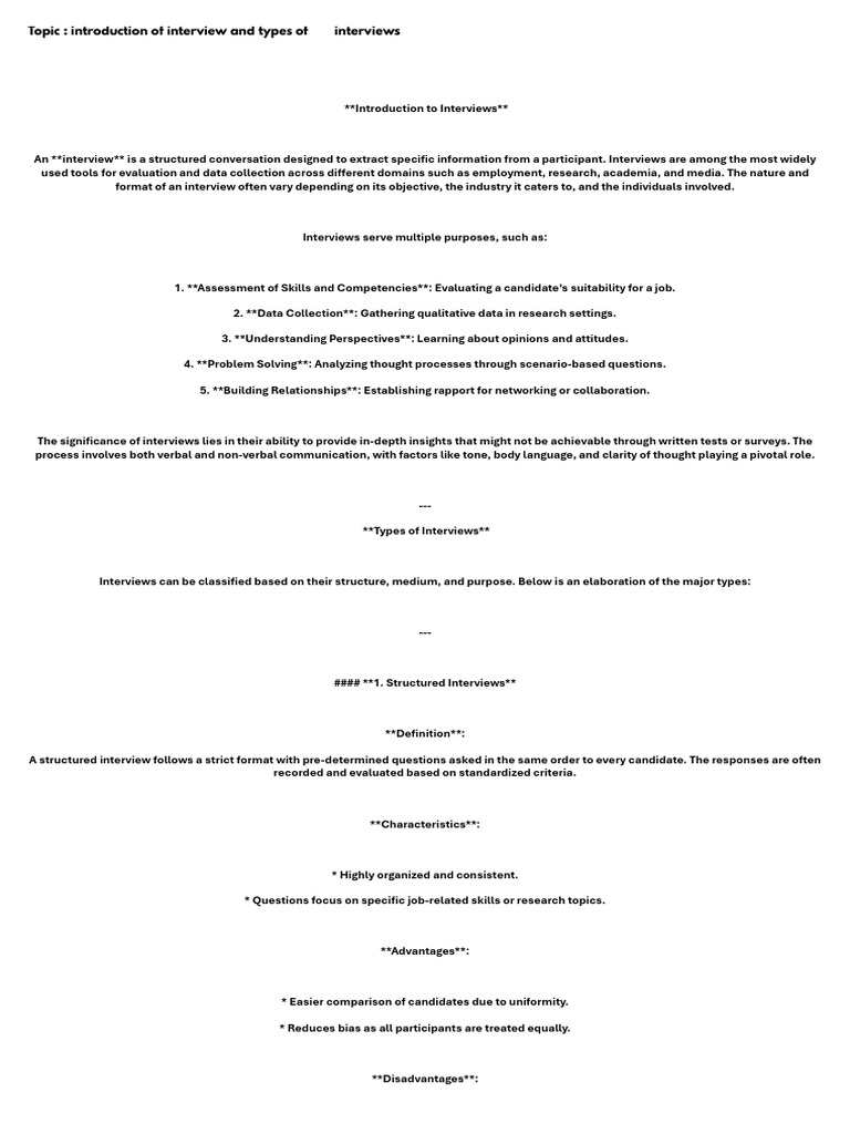 Word Doc of Types of Interviews - 20250603 - 101340 - 0000 | PDF ...