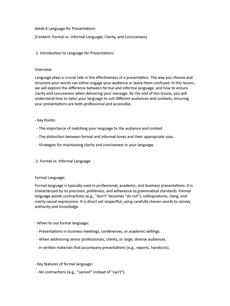 Week 6 Language for Presentations | PDF | Jargon | Word