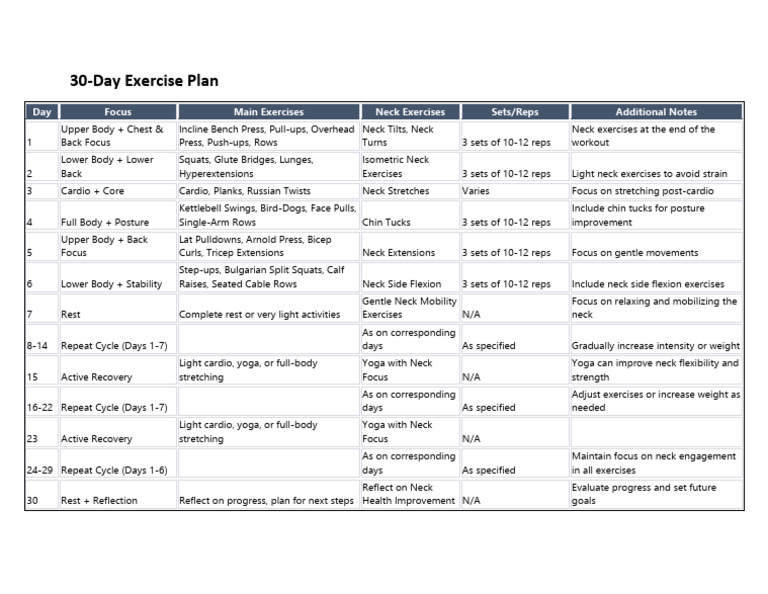 30-Day Exercise Plan (Part 1) | PDF | Kettlebell | Management Of Obesity