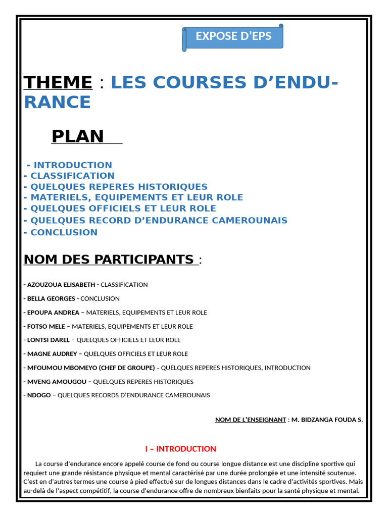 Courses d'endurance : Histoire et Équipements | PDF | Athlétisme | Marathon