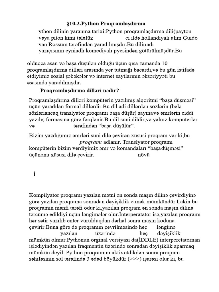 Python Proaramlaşdırma Dili. | PDF