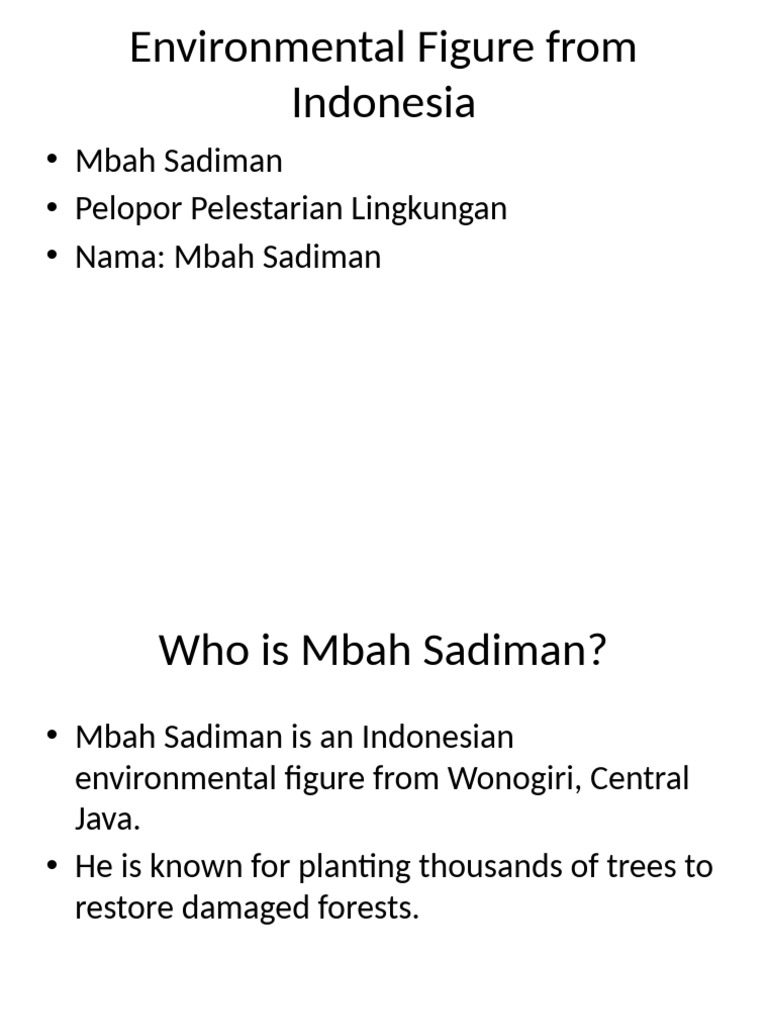 Mbah Sadiman: Indonesian Environmental Hero | PDF
