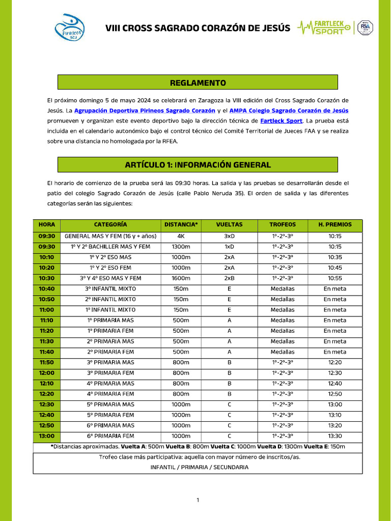 Horarios Cross SCJ 5 Mayo 2024 | PDF