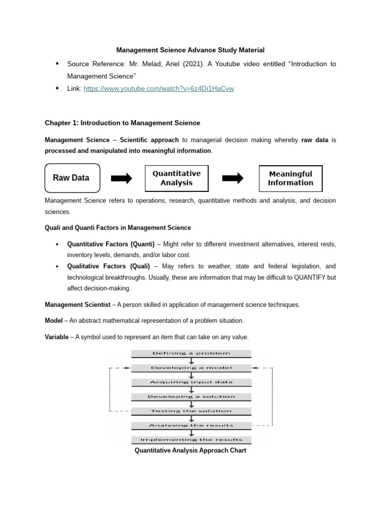 Management Science Study Guide | PDF