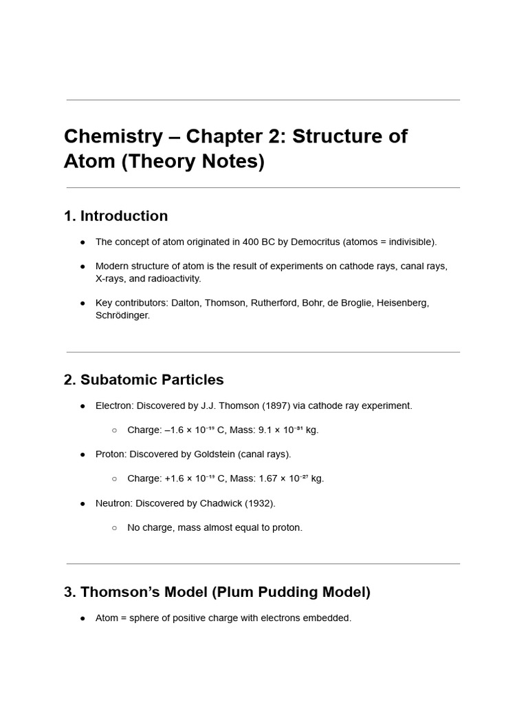 Structure of Atom: Key Concepts & Models | PDF | Atomic Orbital | Atoms